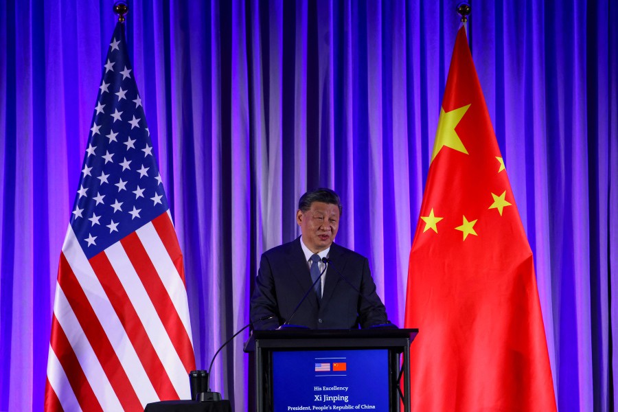 China's President Xi Jinping speaks at the "Senior Chinese Leader Event" held by the National Committee on US-China Relations and the US-China Business Council on the sidelines of the Asia-Pacific Economic Cooperation (APEC) Leaders' Week in San Francisco, California. - AFP PIC