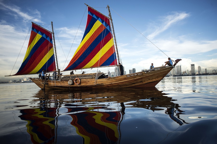 A picture taken on Oct 6, shows a traditional Philippine wooden boat known as 'balangay' sailing in Manila Bay. After conquering Mount Everest, Philippine adventurer Carina Dayondon is set to sail to China on one early next year. Image by AFP