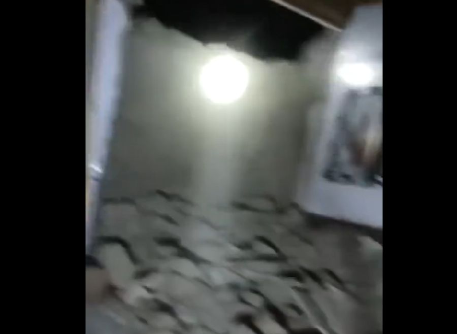 This screengrab from a viral video, shows the damage caused by the quake at a home on Gansu.