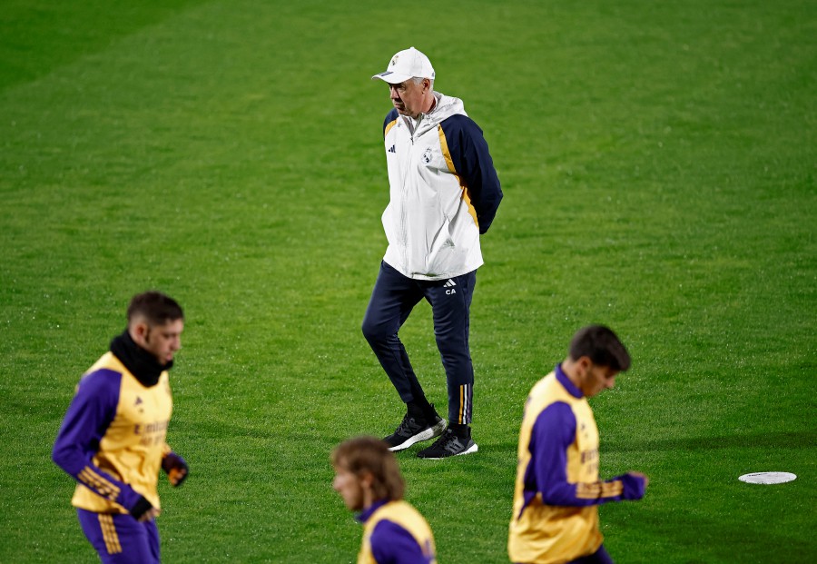 Real Madrid coach Carlo Ancelotti during training in Riyadh, Saudi Arabia. - REUTERS PIC