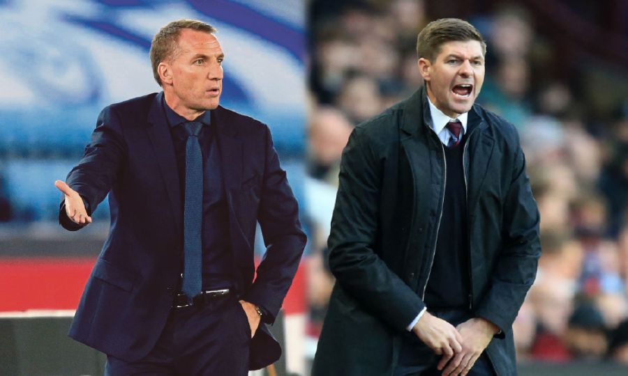 Aston Villa boss Steven Gerrard (right) will face his former manager Brendan Rodgers when the Midlands team host Leicester on Monday. 