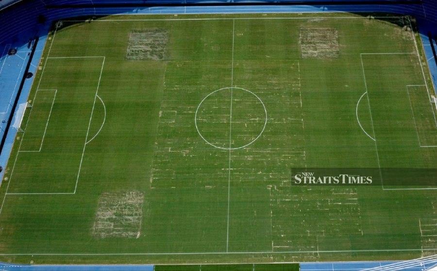 A picture of the pitch at the National Stadium taken by drone today. - NST pic