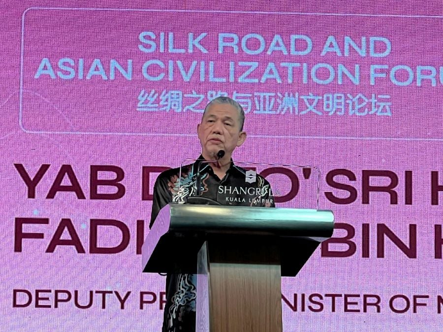 Deputy Prime Minister Datuk Seri Fadillah Yusof delivering his keynote address at The Silk Road and Asian Civilisation Forum 2024. - Pic credit Facebook wksbmenglish