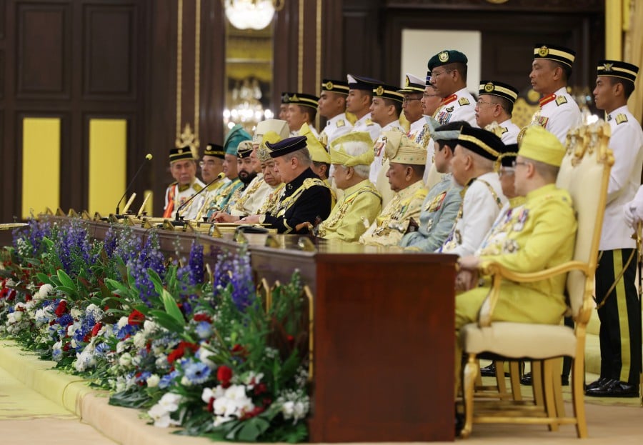 His Majesty Sultan Ibrahim, King of Malaysia (centre) during the oath office ceremony at Istana Negara today. - BERNAMA PIC 