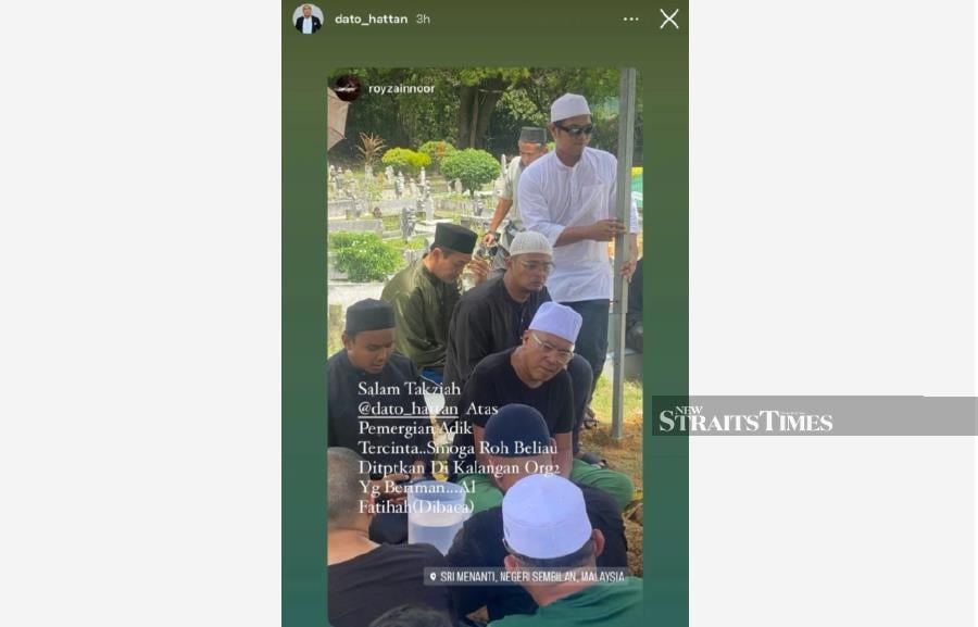 Hattan at his brother's funeral in Seri Menanti (Instagram dato_hattan)