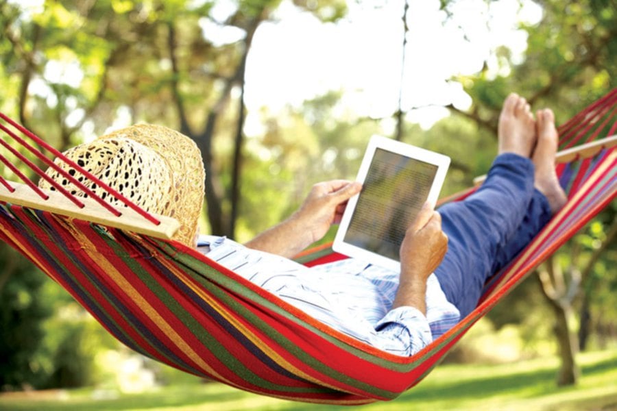 Kick back and relax with an e-book in hand. 