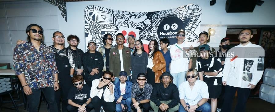 Azri (sixth from left) with some of the artistes at the launch of Hausboom Music 2022 (NSTP/Rohanis Shukri)