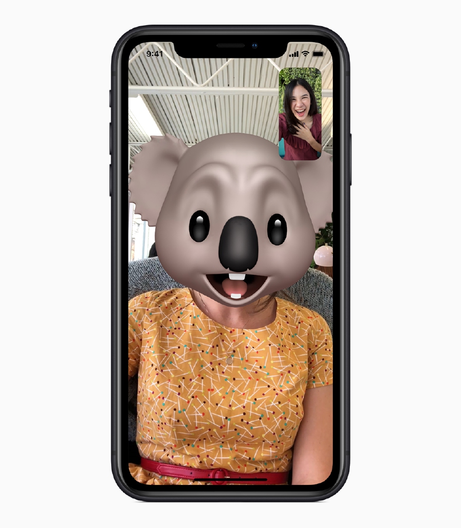 The TrueDepth Camera on iPhone XR enables Portrait mode selfies, Animoji and Memoji.