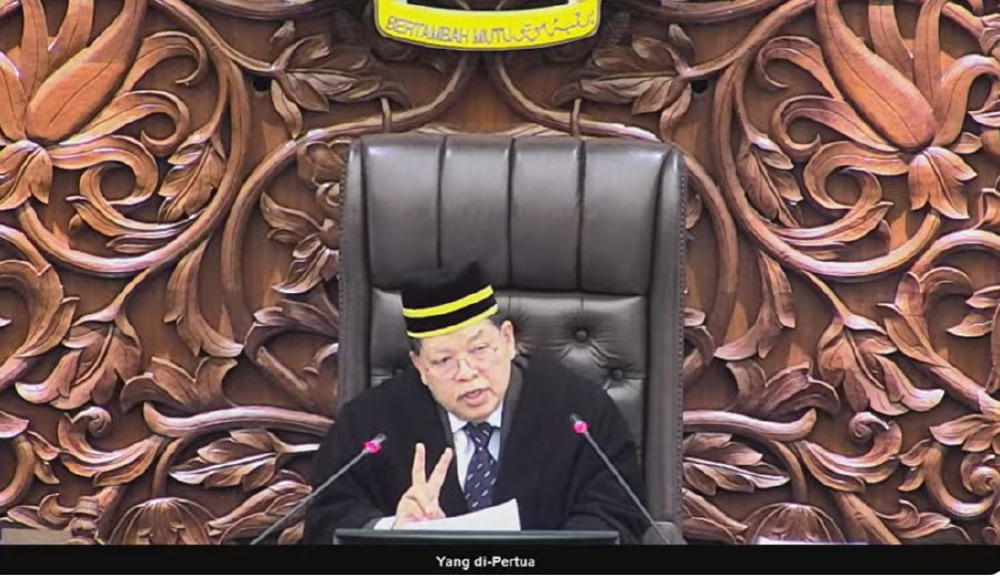 Dewan Rakyat Speaker Tan Sri Johari Abdul expressed his condolences over the passing of Dewan Negara president Senator Datuk Mutang Tagal. — PIC COURTESY OF MALAYSIA PARLIAMENT YOUTUBE