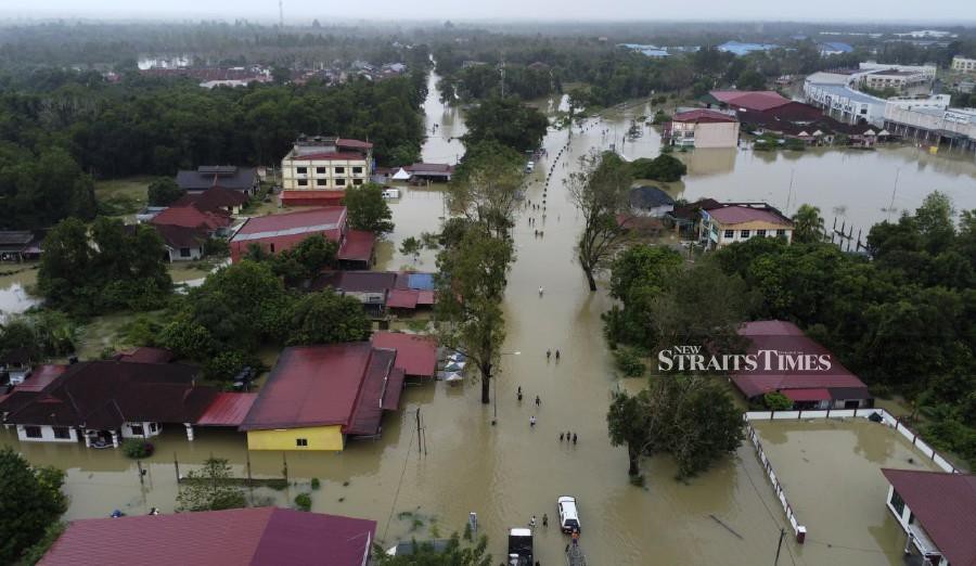 An aerial view of the floods in Pasir Mas following heavy rain. -NSTP/NIK ABDULLAH NIK OMAR