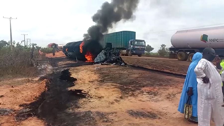 This screengrab from RUETERS video shows the aftermath of the crash.