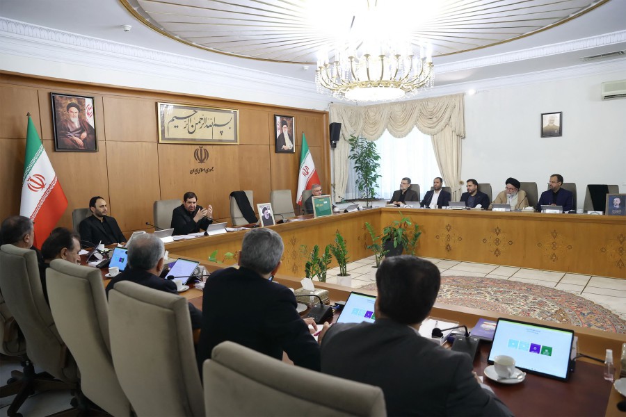  Iran's First Vice President Mohammad Mokhber (C) -- with the seats of the late president Ebrahim Raisi next to him and that of late foreign minister Hossein Amir-Abdollahian (R) empty -- addressing a cabinet meeting in Tehran. - AFP PIC