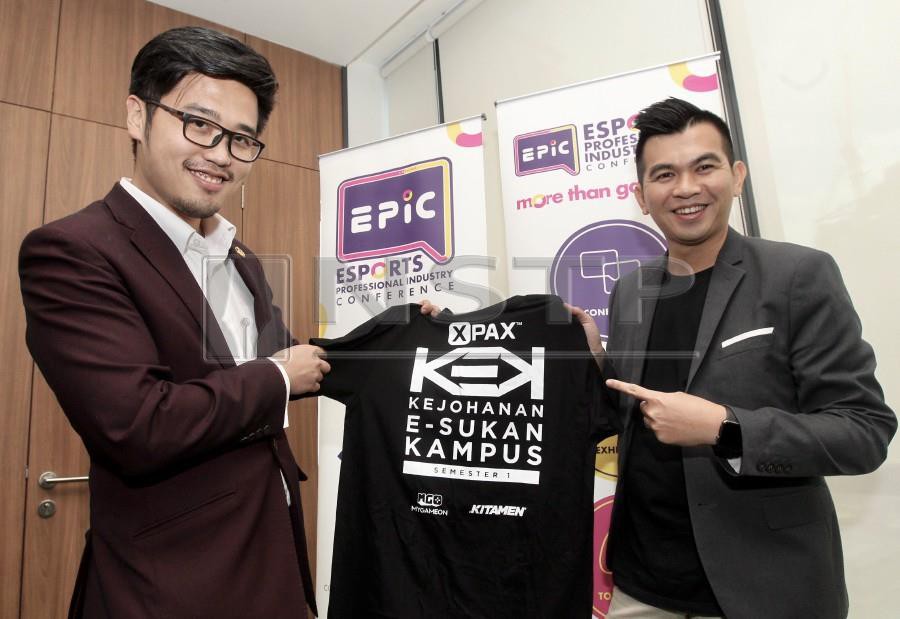 Perak’s state youth development and sports committee chairman Howard Lee (left) and Media Prima Labs and Operations general manager Nicholas Sagau, at the launch of the e-Sports Professional Industry Conference in Kuala Lumpur earlier today (Thursday) .(PIC BY AMIRUDIN SAHIB)