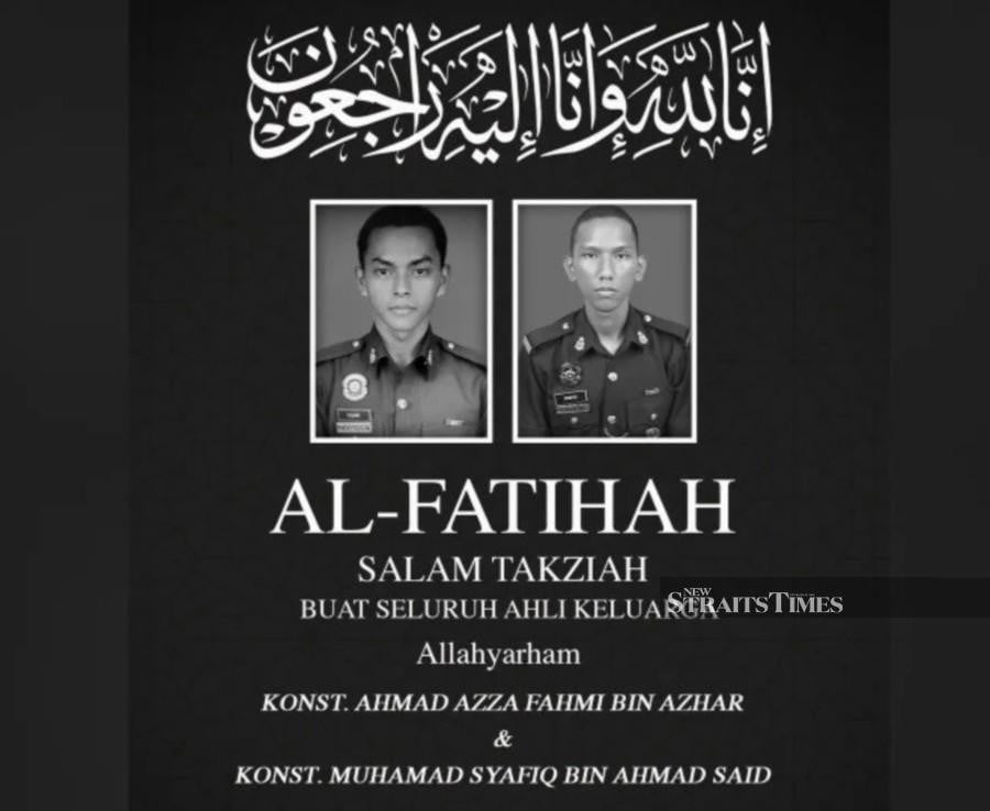 The two policemen who died in the Ulu Tiram police station attack last Friday are considered martyrs as they died while protecting the safety and interests of the nation, says Johor State Islamic Religious Affairs Committee chairman, Mohd Fared Mohd Khalid .