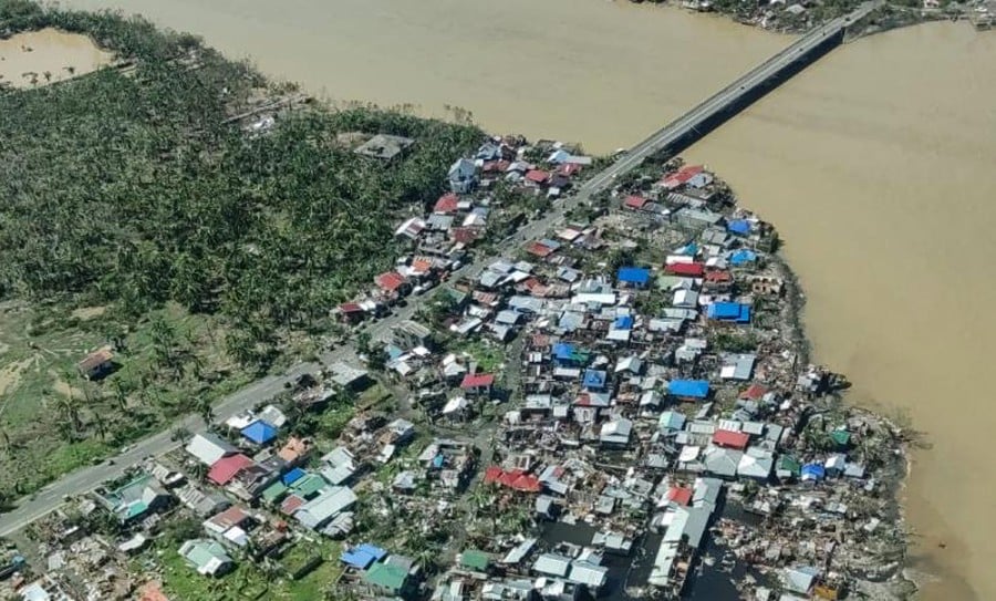 This aerial handout photo taken on December 17, 2021 and received from the Philippine Coast Guard shows damaged caused by Super Typhoon Rai after the storm crossed over Siargao island off the southern Philippine island of Mindanao. -AFP PIC 