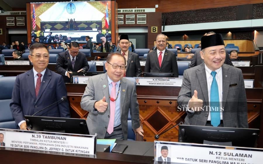 Sabah Agriculture, Fisheries and Food Industry minister Datuk Seri Dr Jeffrey Kitingan (centre) during the state assembly sitting. -Photo courtesy of Sabah Chief Minister's department.