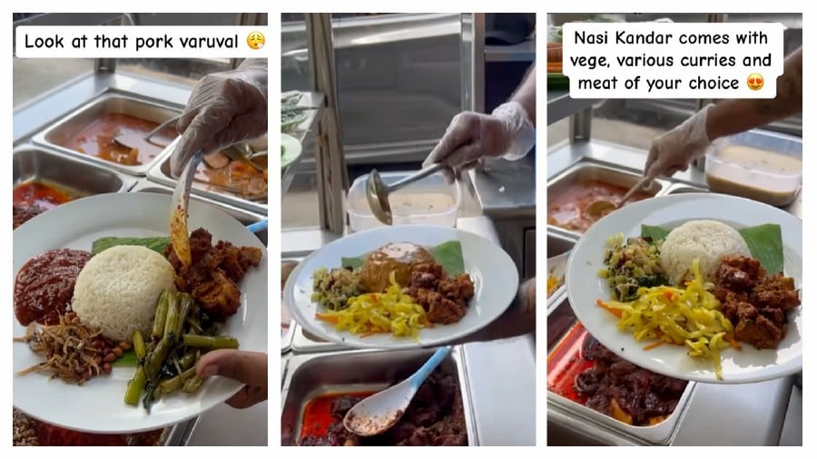 Earlier, a video went viral featuring a female influencer promoting this business on TikTok, sharing Indian-style pork Nasi Kandar. - Screengrab via social media