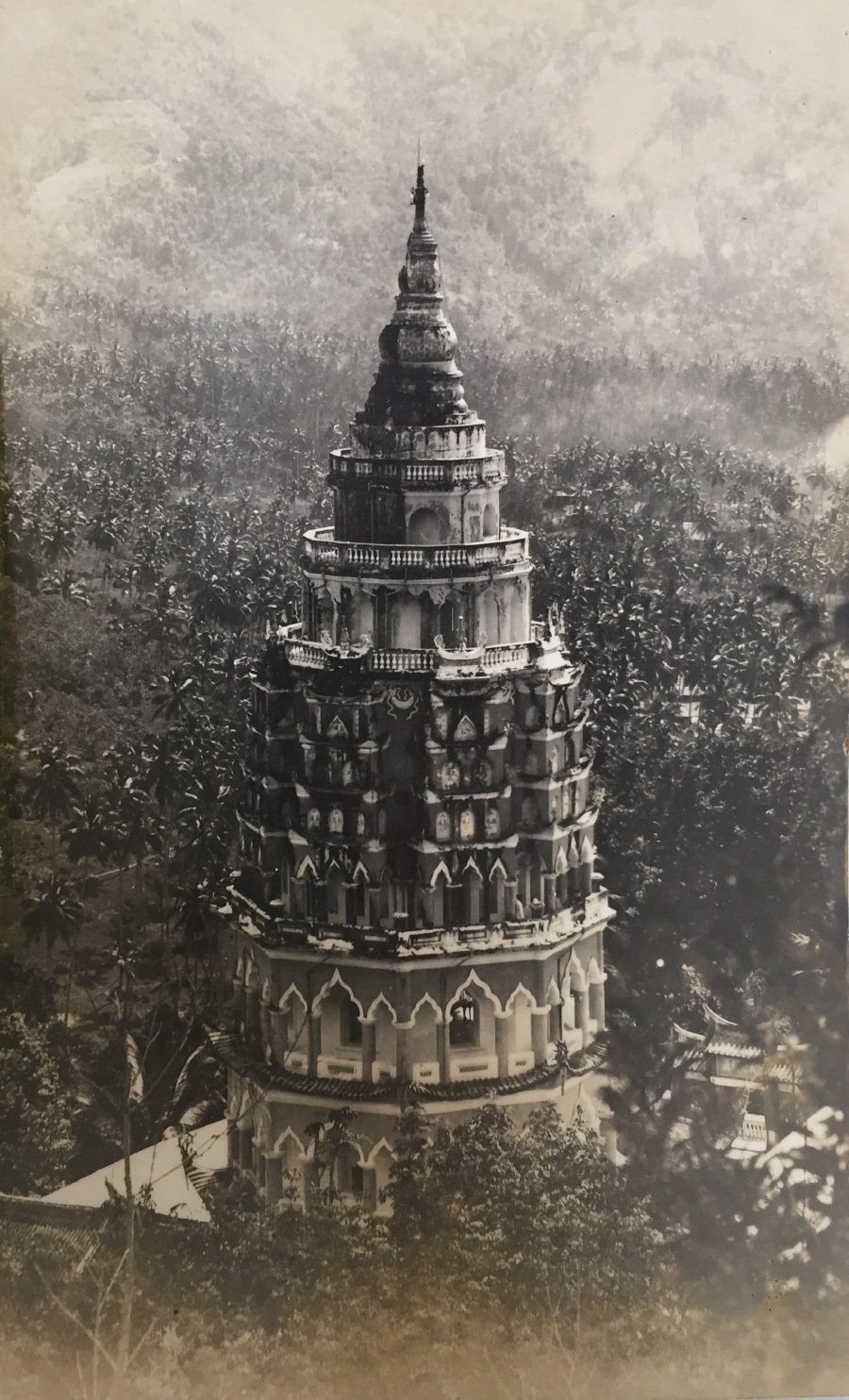 An early picture postcard showing the half completed pagoda.