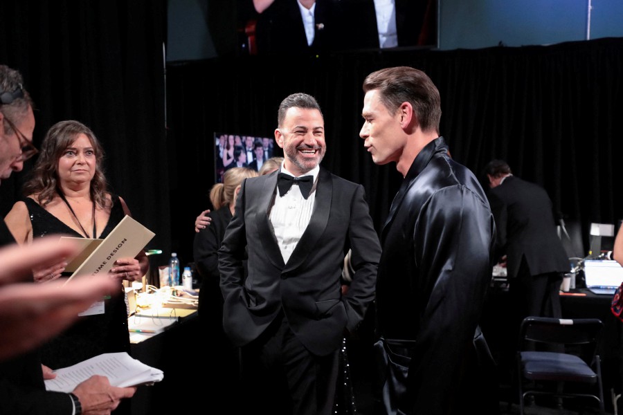 Jimmy Kimmel and John Cena talk backstage at the 96th Academy Awards in Los Angeles, California. - REUTERS PIC