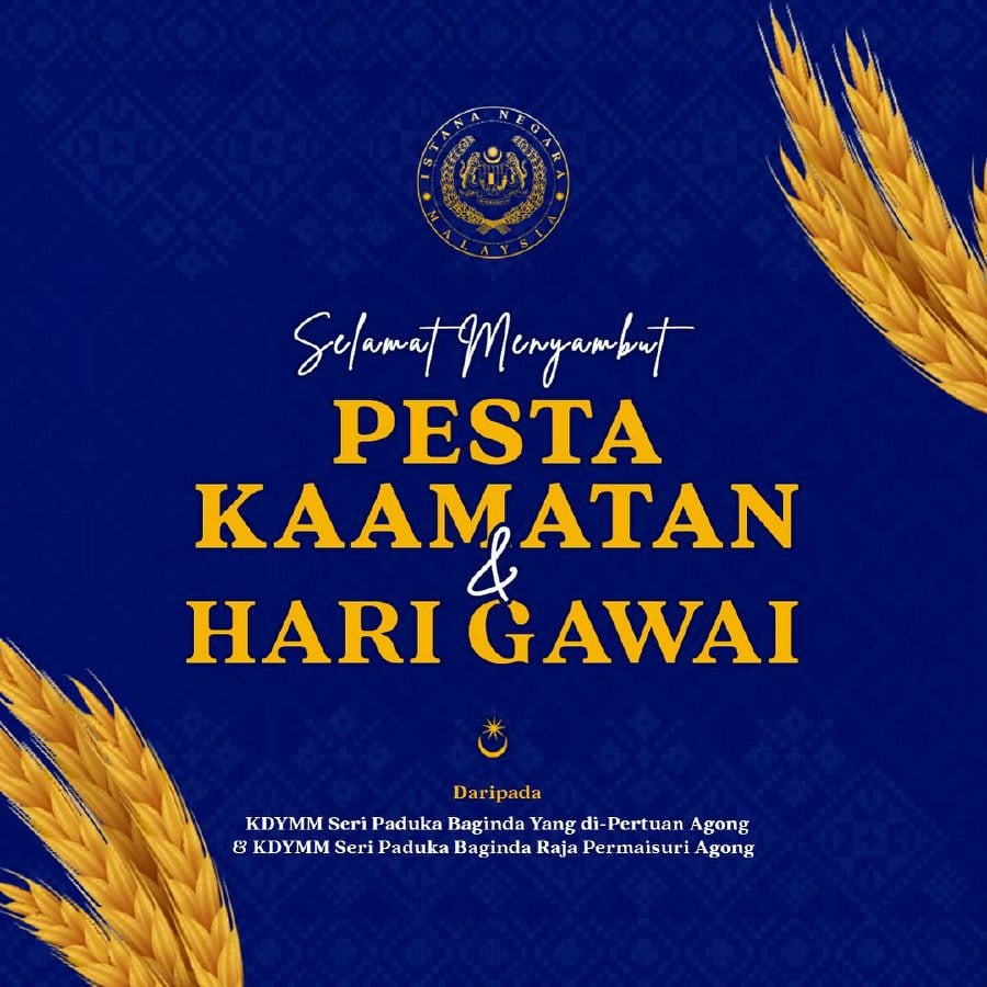 The King and Queen of Malaysia have extended Kaamatan and Gawai greetings to all those celebrating. FACEBOOK/SULTAN IBRAHIM SULTAN ISKANDAR
