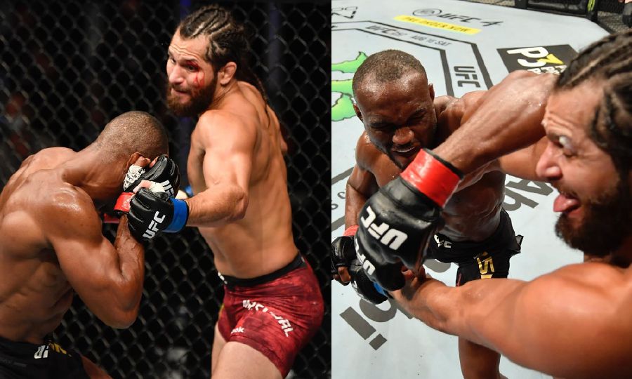 Kamaru Usman in action against Jorge Masvidal during the fight in Abu Dhabi. - Pic source: Instagram/ufc