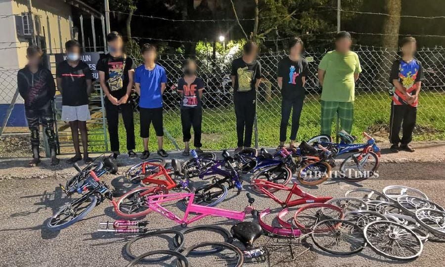 The boys were issued summonses and their bicycles were seized by the police. - Pic courtesy of PDRM
