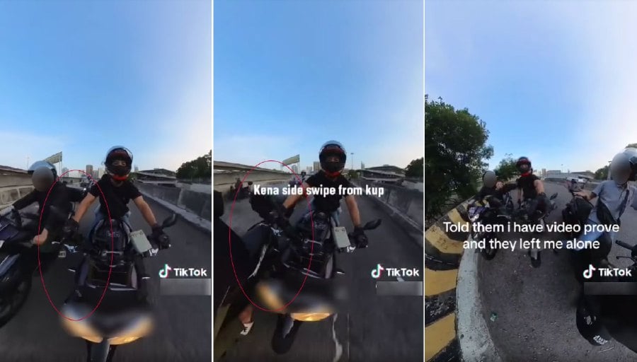 A 46-second video recorded by the foreigner’s motorcyclist dash camera was uploaded onto the Malaysia-Singapore Border Crossers Facebook group yesterday. - PIC CREDIT: FB/Malaysia-Singapore Border Crossers(MSBC) 马新过境者