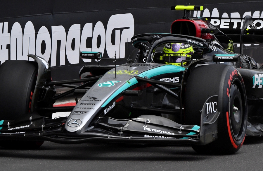 Mercedes’ Lewis Hamilton in action during practice today at the Monaco Grand Prix at Circuit de Monaco. - REUTERS PIC