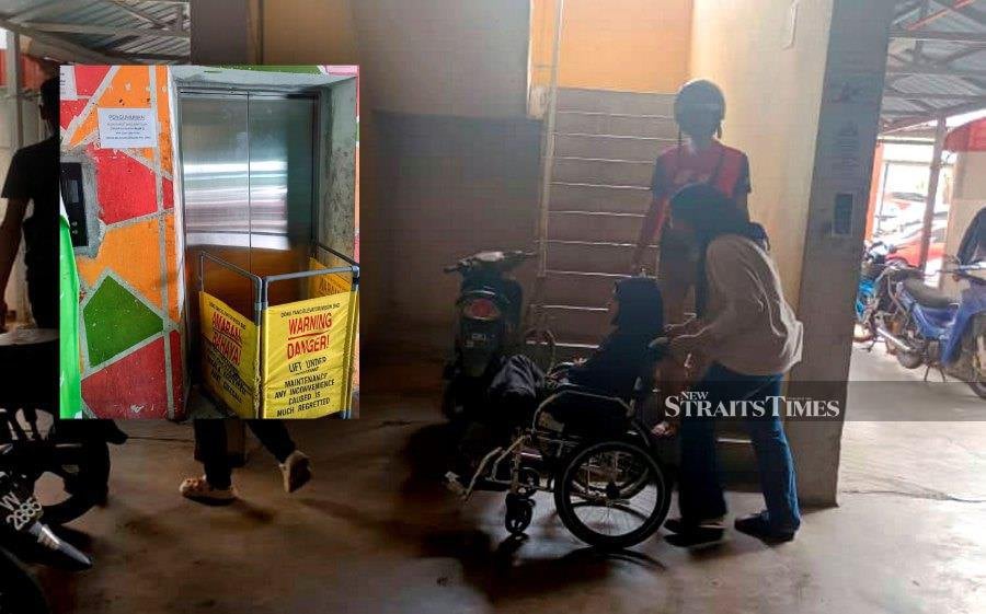 Faulty lifts have adversely affected the daily activities, itineraries and movements of the residents, especially senior citizens, people with disabilities (PwD) and students.- NSTP/Sri Ayu Kartika Amri 