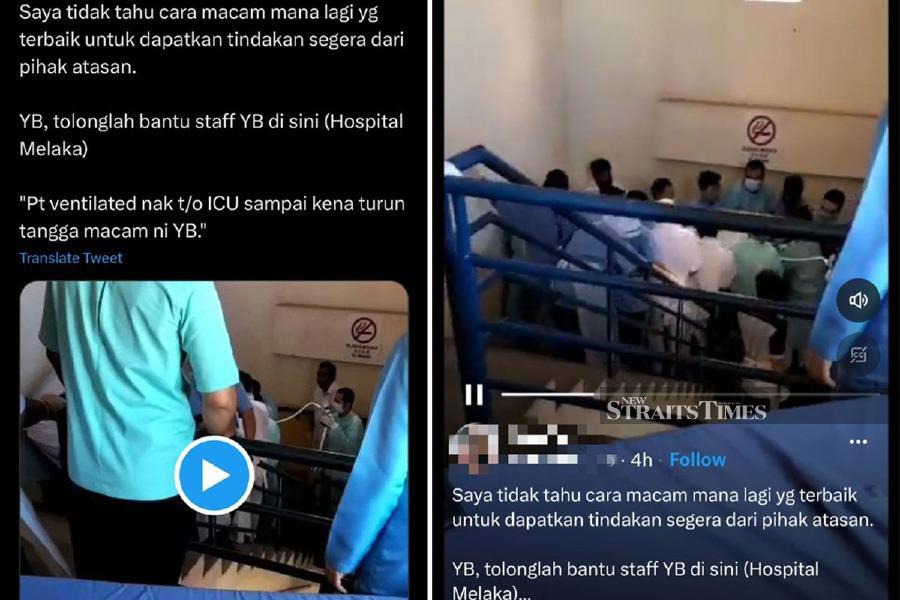 Patients transferred using stairs in Melaka Hospital due to lift ...