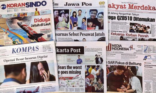 Frontpage of the Indonesian newspapers this morning. Pix by AIZUDDIN SAAD