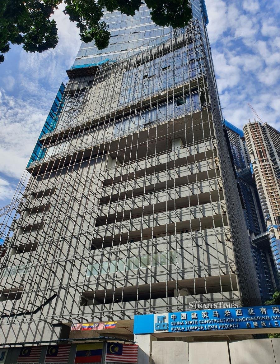 The five-star Imperial Lexis Kuala Lumpur and Grandview Residence tower located at Jalan Kia Peng in Kuala Lumpur city centre is about 85 per cent completed. Photo/Sharen Kaur