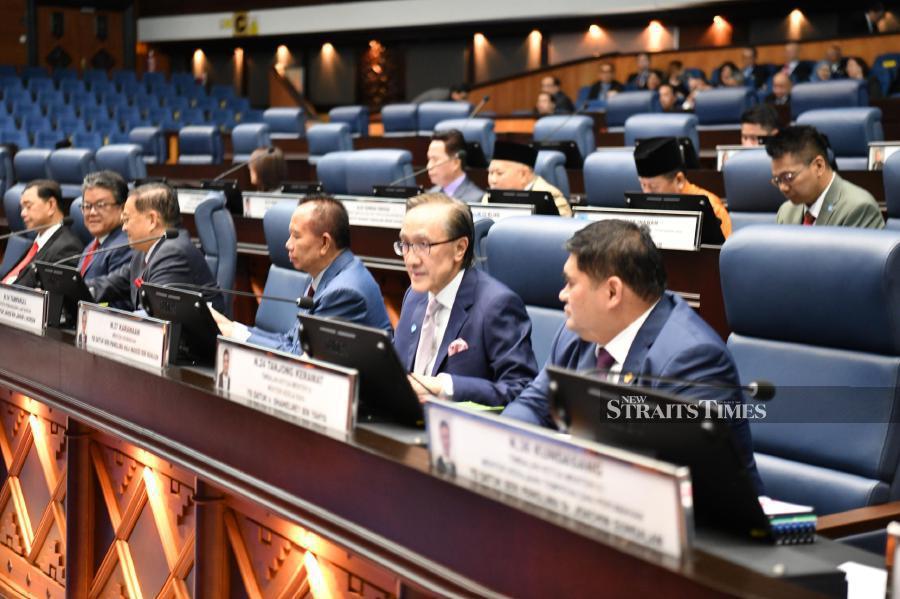 Sabah Finance Minister Datuk Seri Masidi Manjun (second from right) during the state assembly sitting. Photo courtesy of Sabah Finance Ministry. 