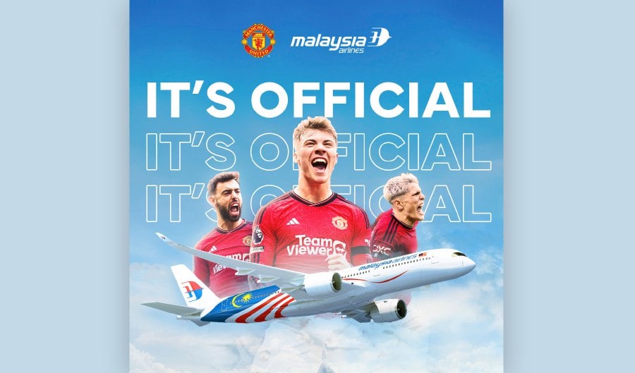 Malaysia Airlines Bhd (MAB) has revealed a long-term partnership with Manchester United, solidifying its position as the club’s official commercial airline. - Pic credit FB malaysiaairlines