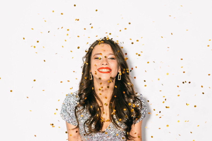 Sequins and glitter are go-to choices for New Year’s outfits.