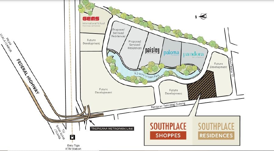 The Tropicana Metropark masterplan includes future developments. Screenshot from tropicanametropark.com.my