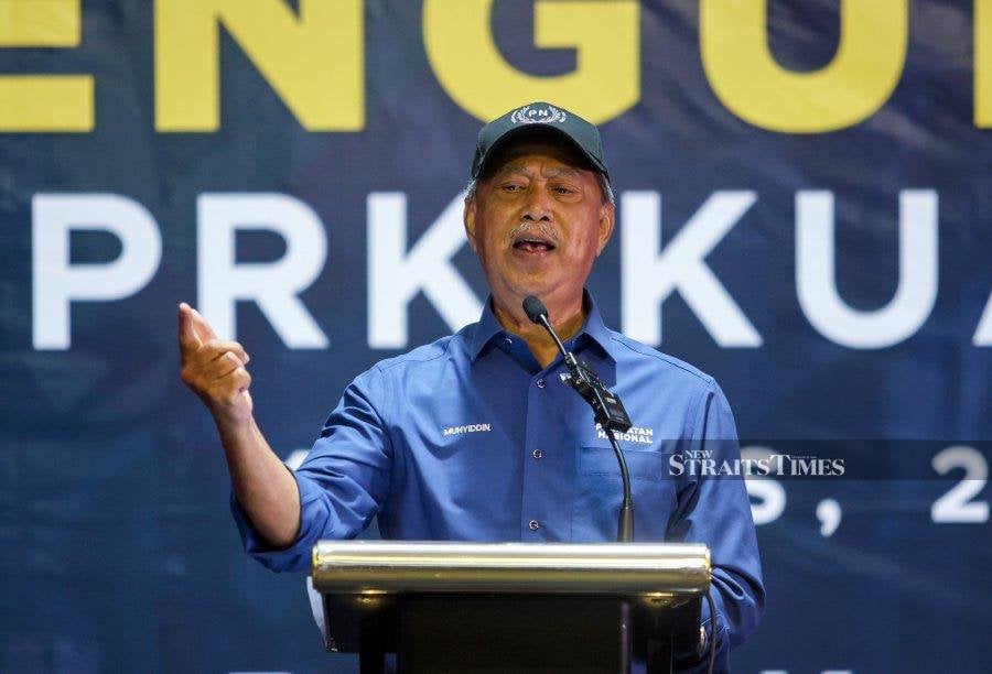 Perikatan Nasional chairman Tan Sri Muhyiddin Yassin said many PN voters wanted the coalition to give a Malay leader a chance to contest the Kuala Kubu Baharu seat. - NSTP/File Pic  