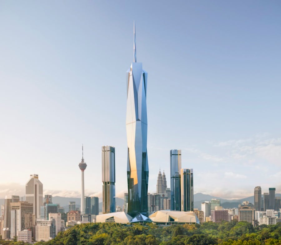 An artist’s impression of Merdeka 118 with the 118-storey structure and residential towers. Image credit: merdeka118.com