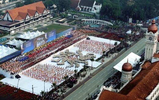 The ariel view of the Merdeka parade at Dataran Merdeka.  Pix by Mohd Khairul Helmy Mohd Din