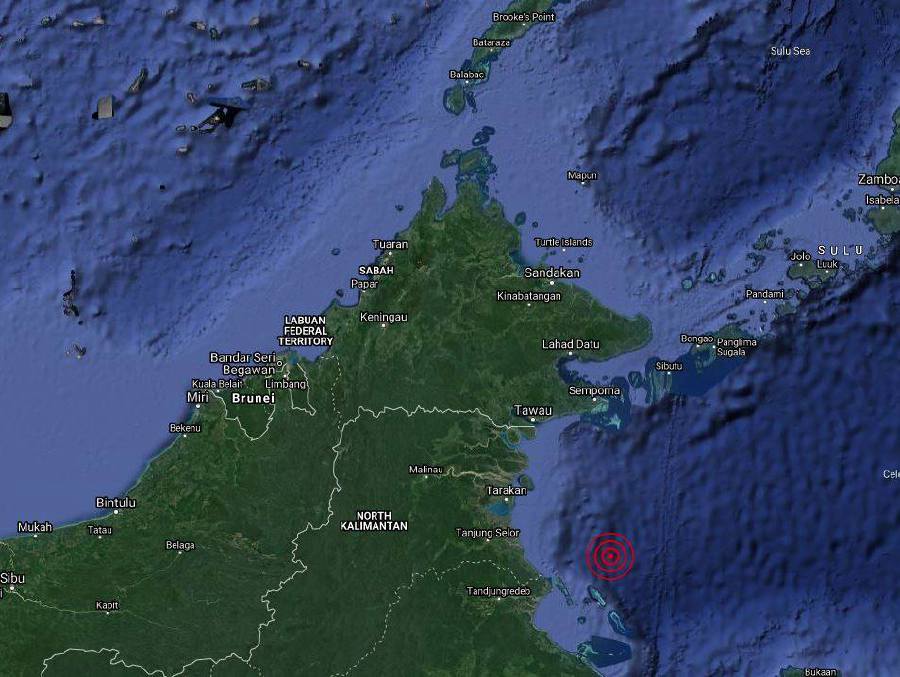 The Malaysian Meteorology Department (MetMalaysia) said the tremor could possibly be felt in Tawau, Sabah. - Pic source: Facebook/malaysiamet