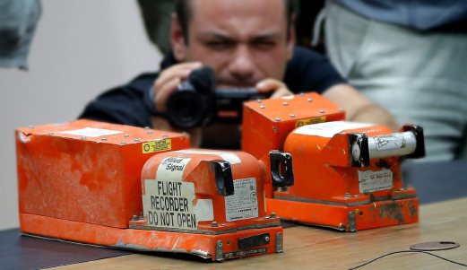 The black boxes handed to Malaysia by rebels yesterday, are now in Britain. EPP Photo