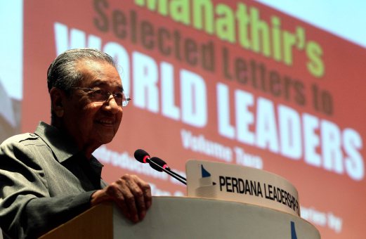 Former Prime Minister Tun Dr. Mahathir Mohamad delivering a speech at the launch of a book entitled "Dr Mahathir's selected letters to world leaders Volume 2", at the Perdana Foundation, in Presint 8, Putrajaya. Pix by Fariz Iswadi Ismail
