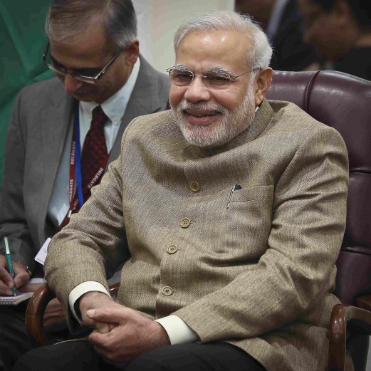 Indian Prime Minster Narendra Modi sits in a chair at the New York Plaza Hotel ahead of his appearance at the United Nations General Assembly on Saturday, in New York September 26, 2014. Modi kicked off his maiden visit to the U.S. as India's leader on Friday. REUTERS 