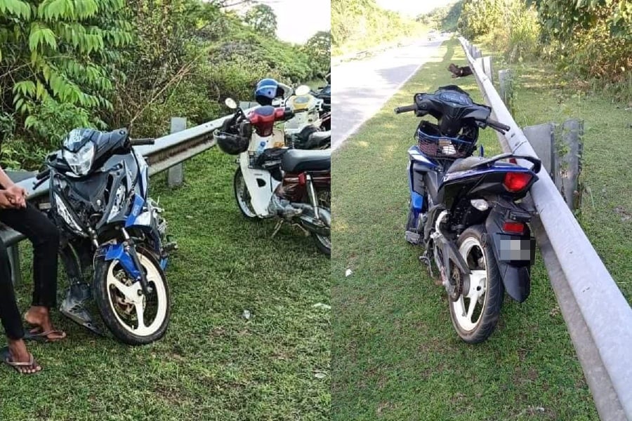 A woman who suffered serious injuries after the motorcycle she was riding with her husband and two children crashed into a cow five days ago, died today. - Pic courtesy of PDRM