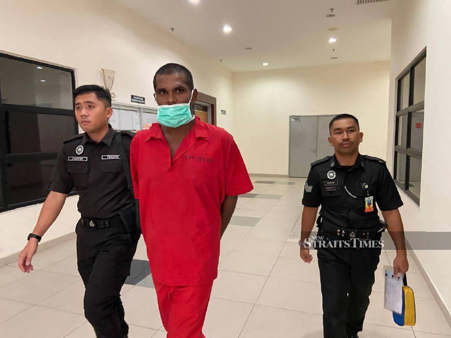 Coconut picker Navindran Subramanian, 36, was sentenced to nine months in jail for causing hurt to his mother and threatening his sister with a parang in March. NSTP/ALIAS ABD RANI