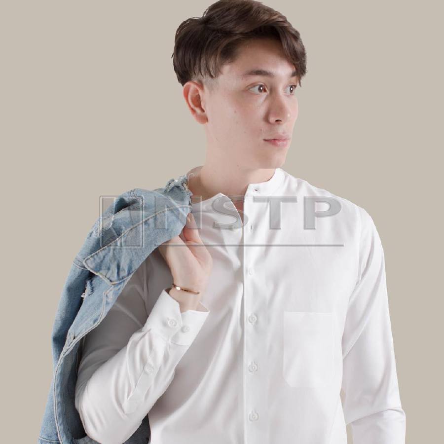 Men Slim Fit Long Sleeve Formal Pocket Shirt – OXWHITE
