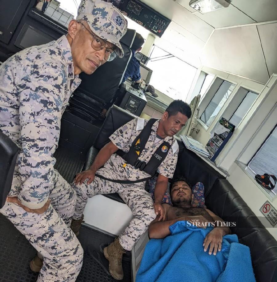 State Malaysian Maritime Enforcement Agency (MMEA) director Maritime Captain Erwan Shah Soahdi said Muhamad Nursyarif Mat Nasir was found by a local fishing boat at about 10.30am. Pix courtesy of MMEA