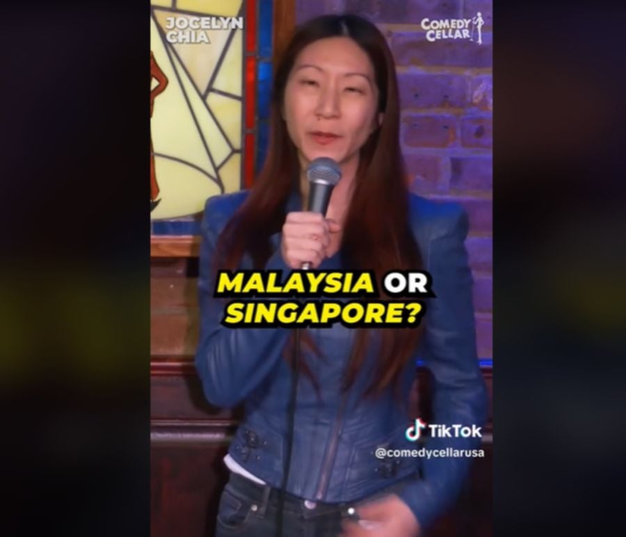 In an 89-second video clip posted to one of Chia’s social media accounts yesterday, she joked about Malaysia being a developing country that is far behind and was once “abandoned” by Singapore. - Screengrab via Tiktok/ComedyCellarUSA