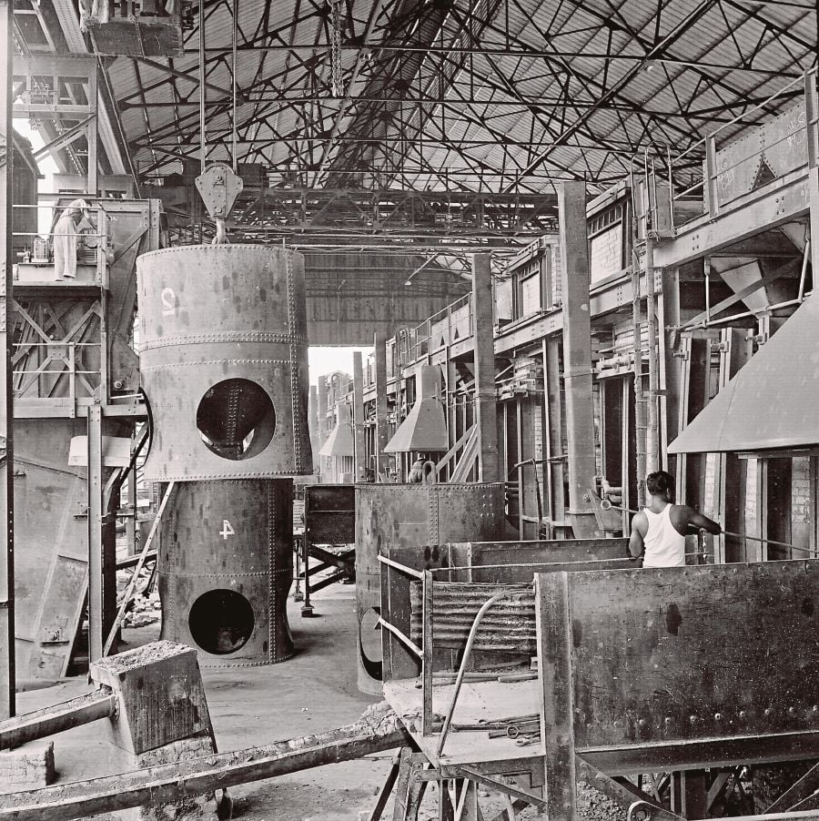   The interior of the Eastern Smelting Company in the early 1950s.