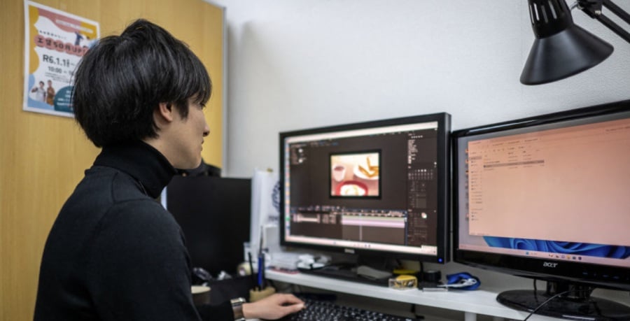 Instructor Yuki Kawai working at the animation studio, Shake Hands, in Kyoto, Japan. (AFP pic)